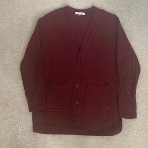 Madewell V-neck Cardigan Burgundy Red in size S
